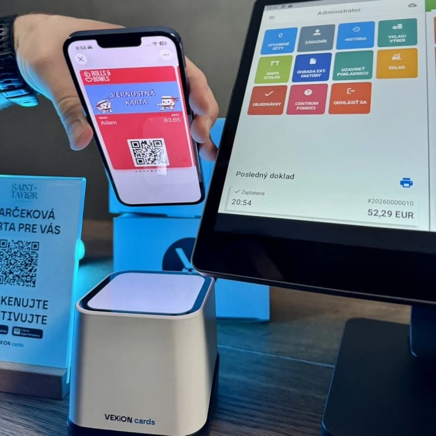 Dotykacka screen showing the customer with their current point status right after scanning the card